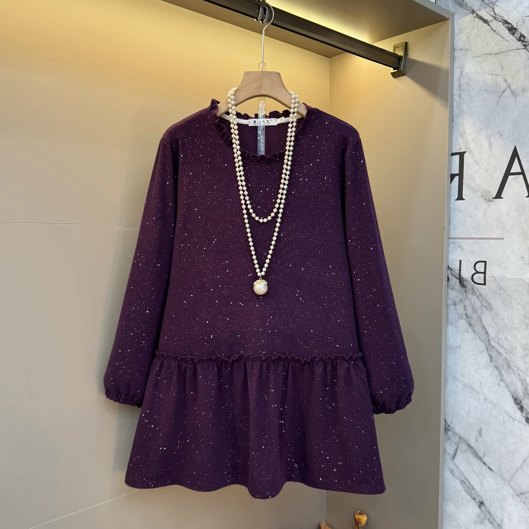 欧货休闲2025显瘦百搭藏肉新款宽松大衫简约撒星胖mm大码上衣959