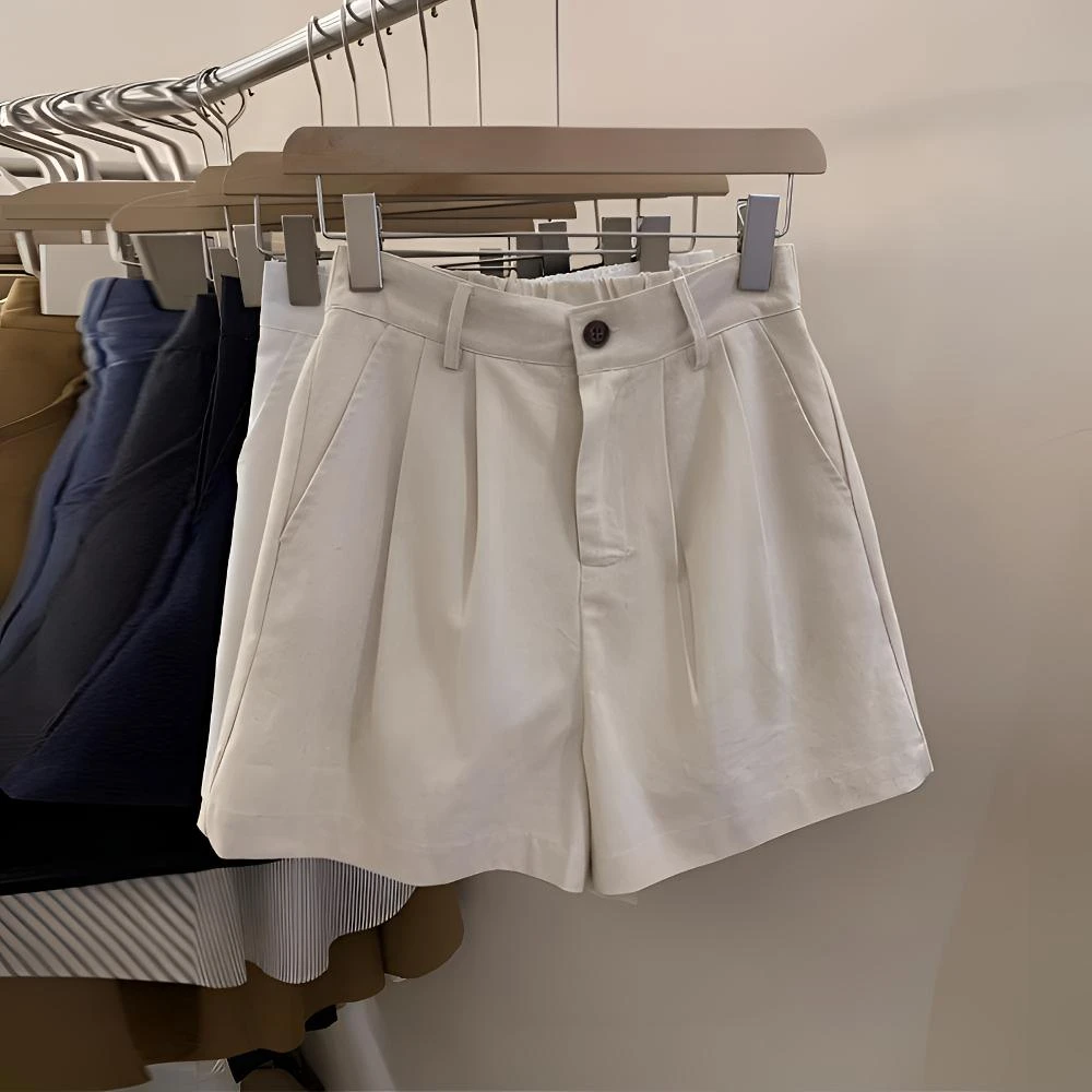 纯色工装短裤女2025年夏季新款宽松显瘦a字休闲裤韩系高腰阔腿裤