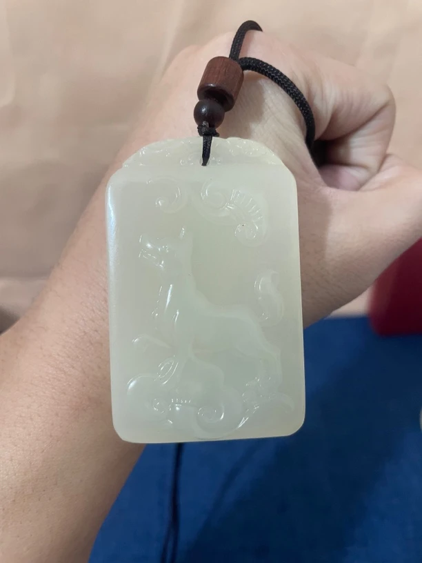 旺财长方形光面白色吊坠平安无事牌吊坠男女项链纯白色吊坠