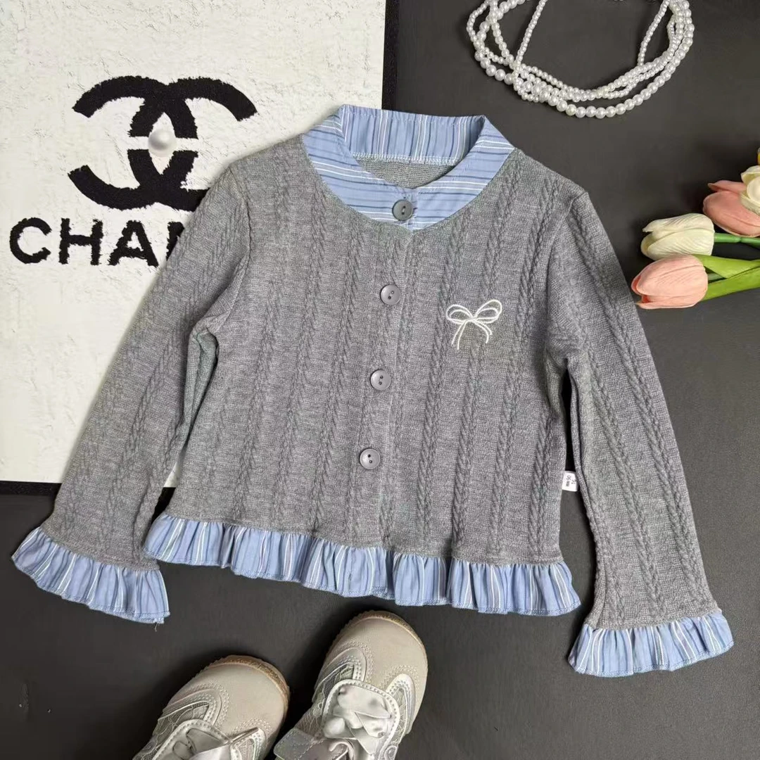 2025秋季新款女童学院风针织开衫外套