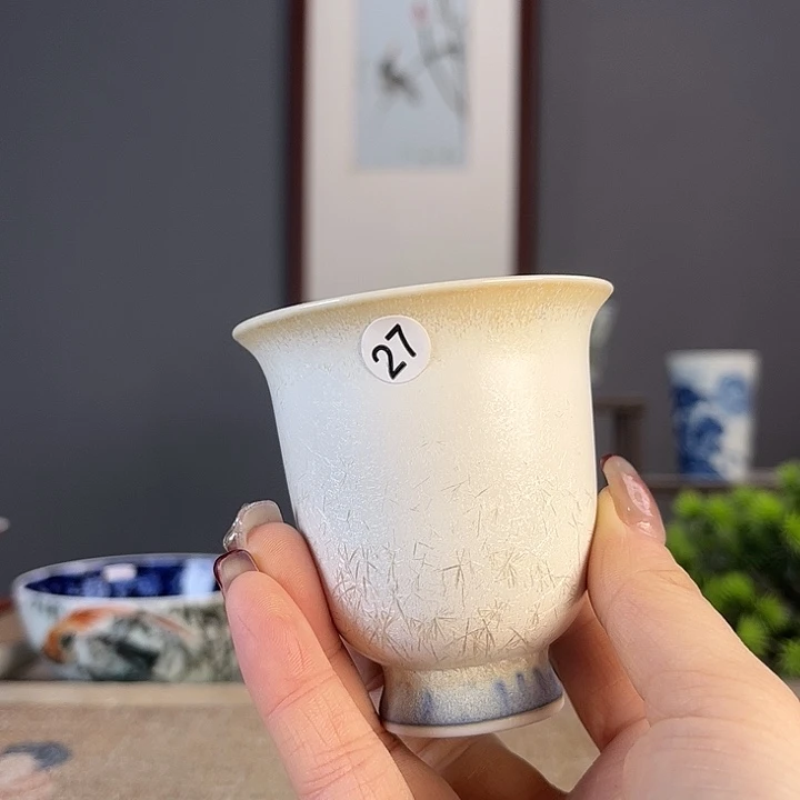 摆件景德柴烧茶杯多人