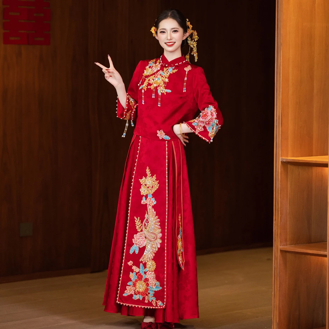 新中式秀禾服婚服2025新款结婚中式嫁衣小个子新娘出阁服高级敬酒