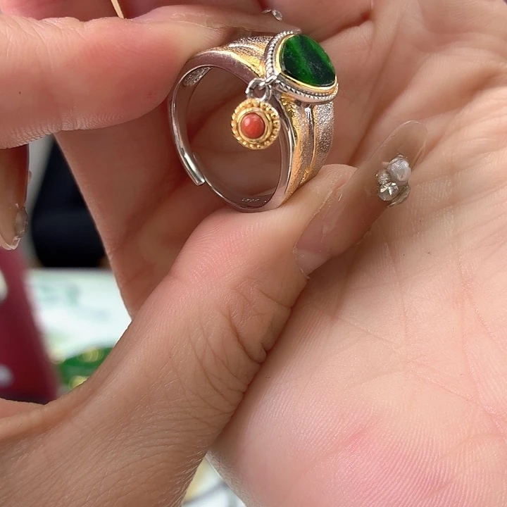 翡翠银S925镶嵌戒指翡翠