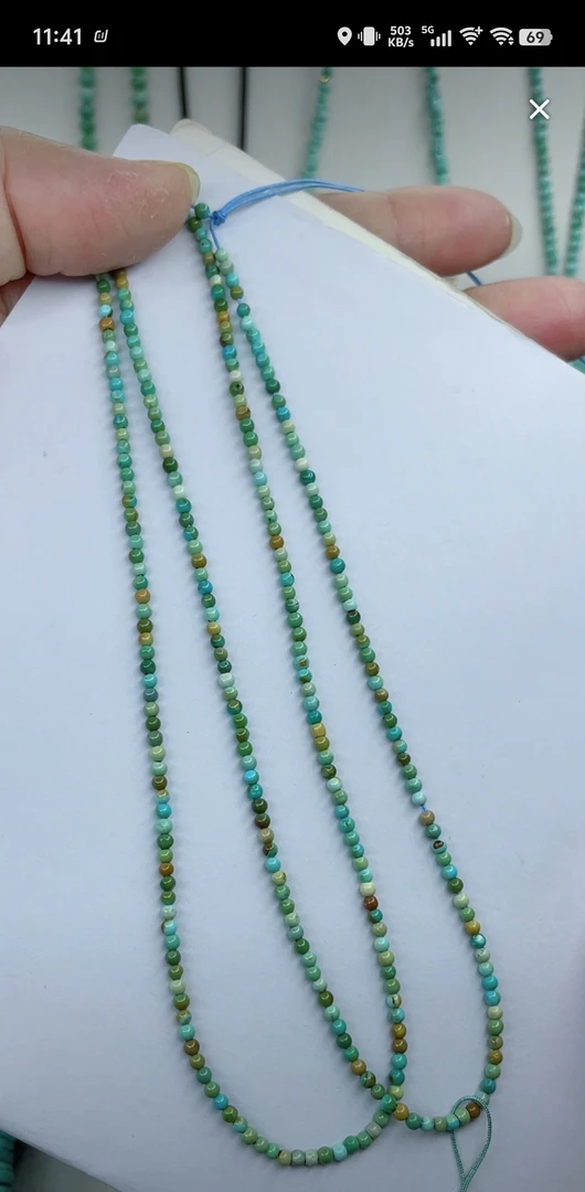 天然原矿绿松石米珠链
