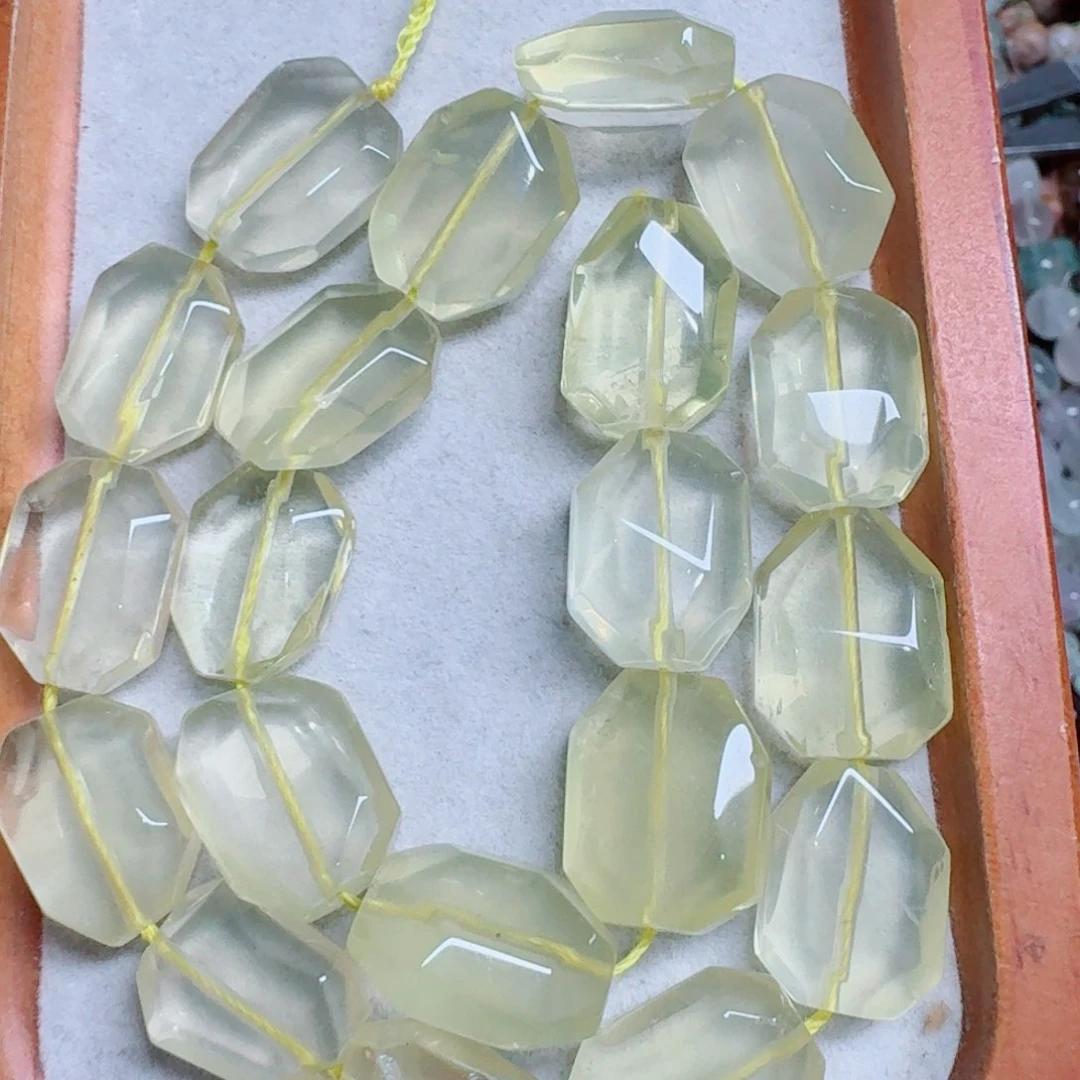 玛瑙/玉髓合金珠宝半成品16切角柠檬晶片一条