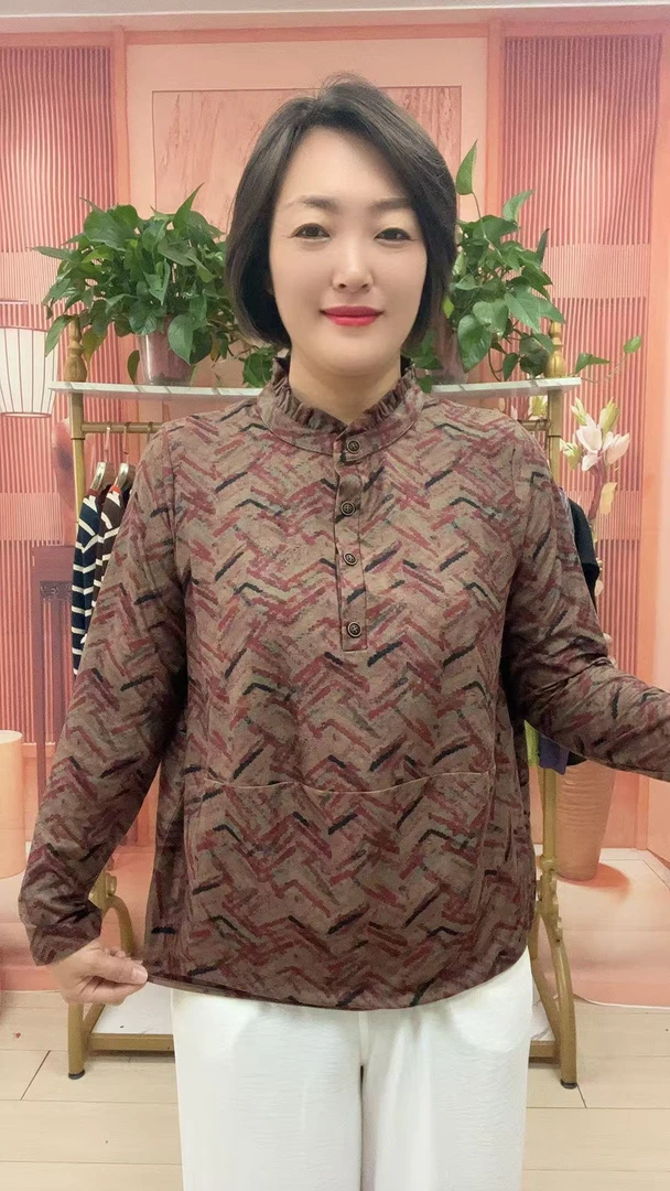 民族风冬季时尚薄款提花中老年女装朴实棉服常规款