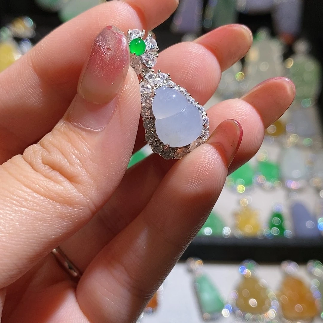 翡翠银S925镶嵌颈饰天然翡翠