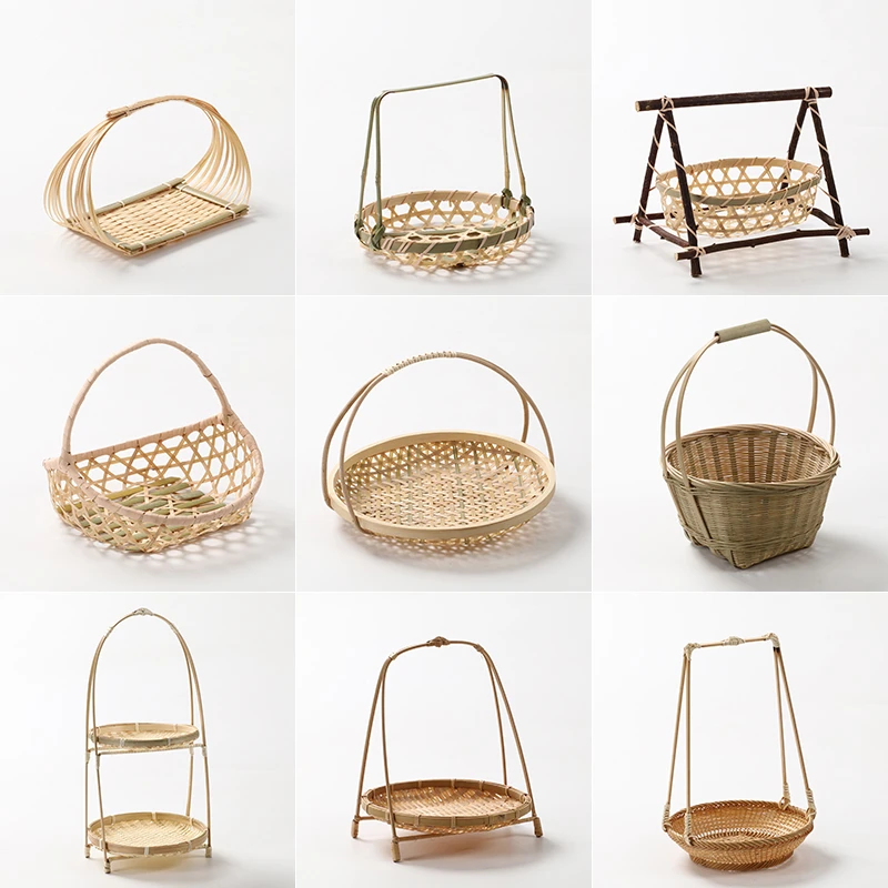 【新人专享】手工竹编提篮创意餐具家用收纳筐水果篮特色圆形多层