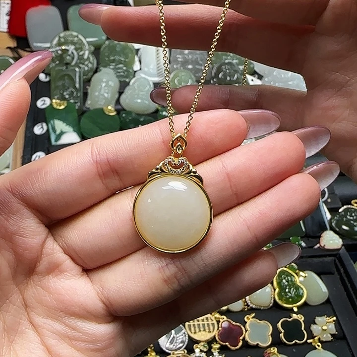 和田玉银S925镶嵌套链