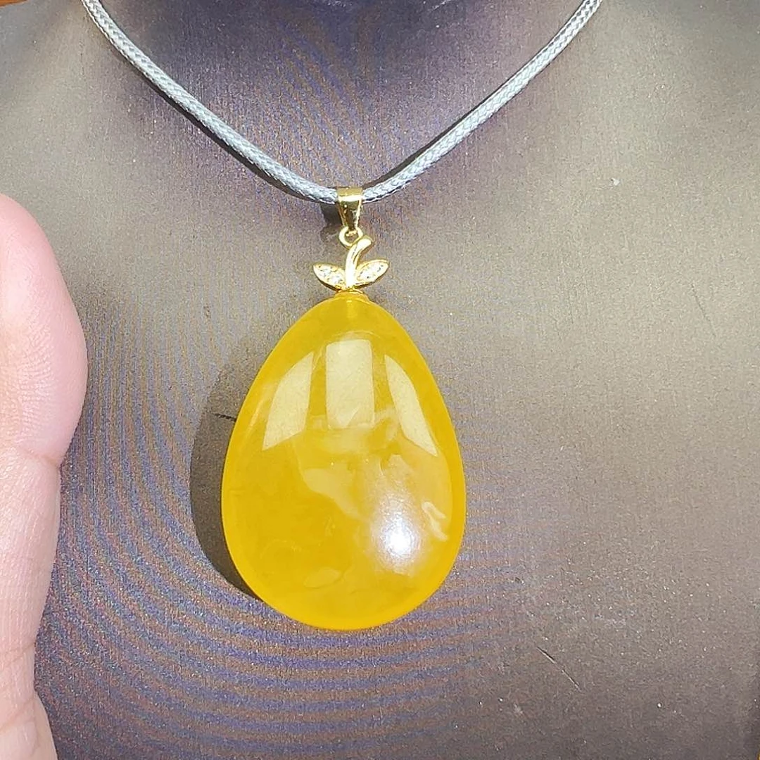 蜜蜡颈饰未镶嵌焦皮料水滴8.5克