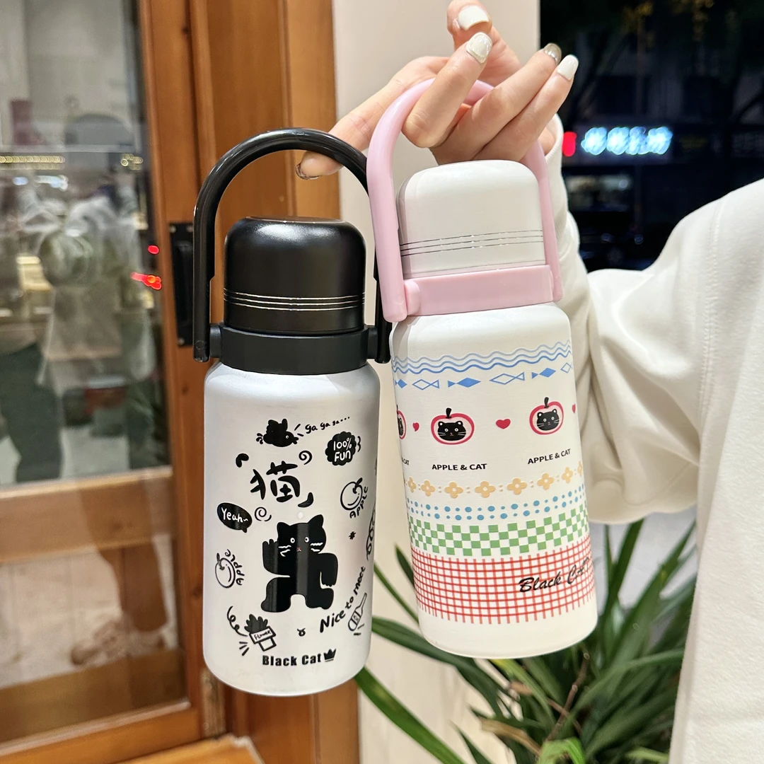 新款高颜值大容量保温保冰杯手拎壶杯子ins学生便携带盖军训