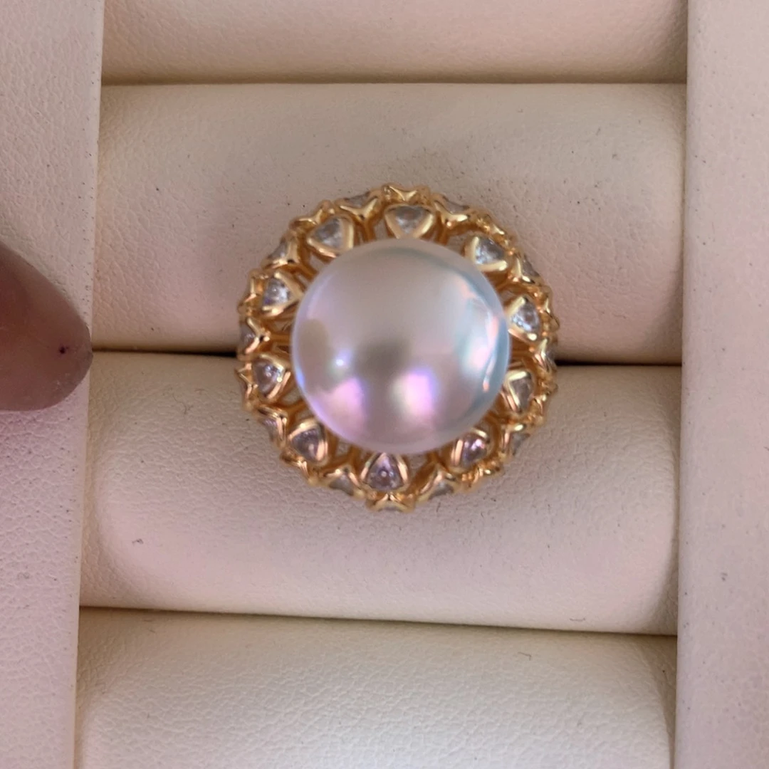 银S925镶嵌拼合珍珠（马贝珠）戒指