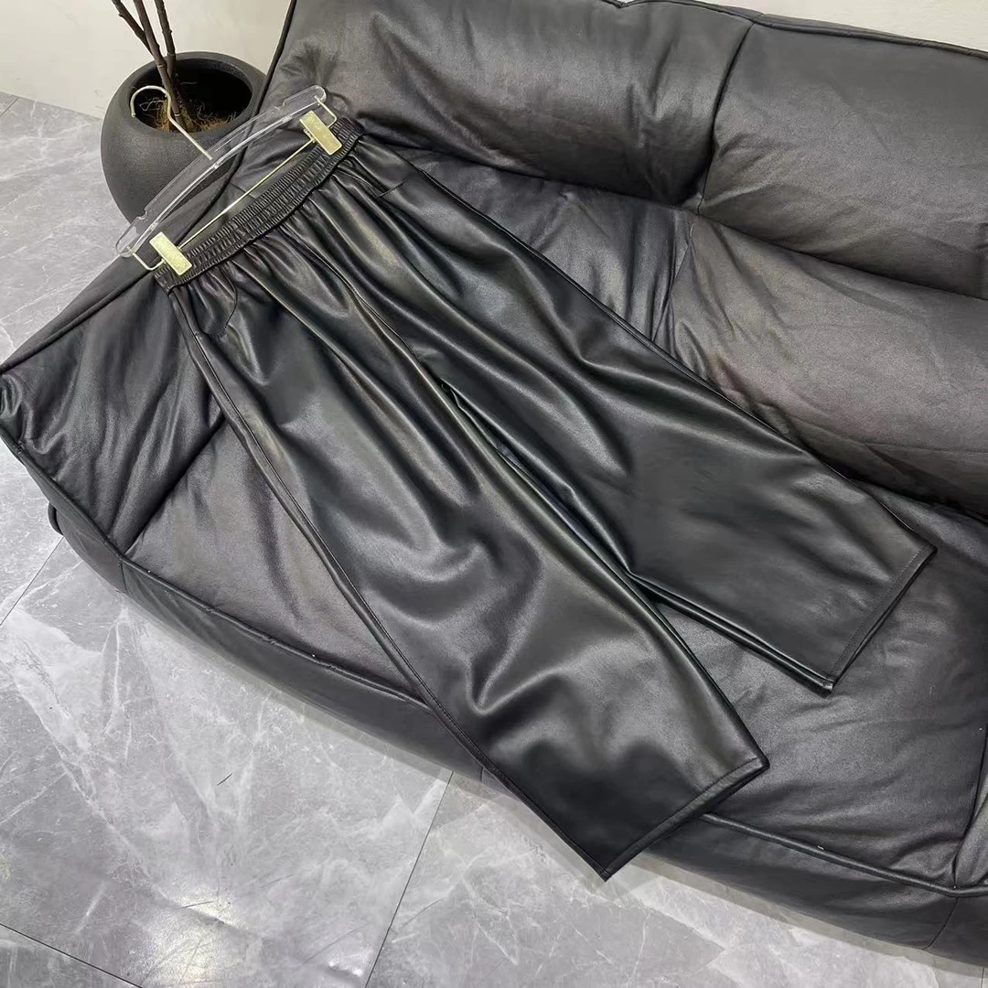 【晨浠定制】 深圳南油新款时尚百搭休闲拉绒皮裤36033