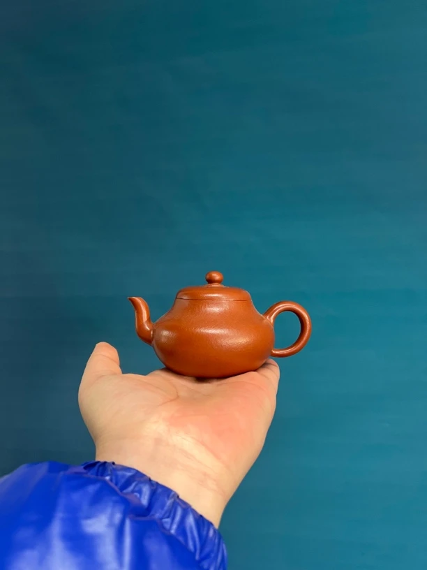 宜兴紫砂壶朱泥全手工矮梨形（微瑕）