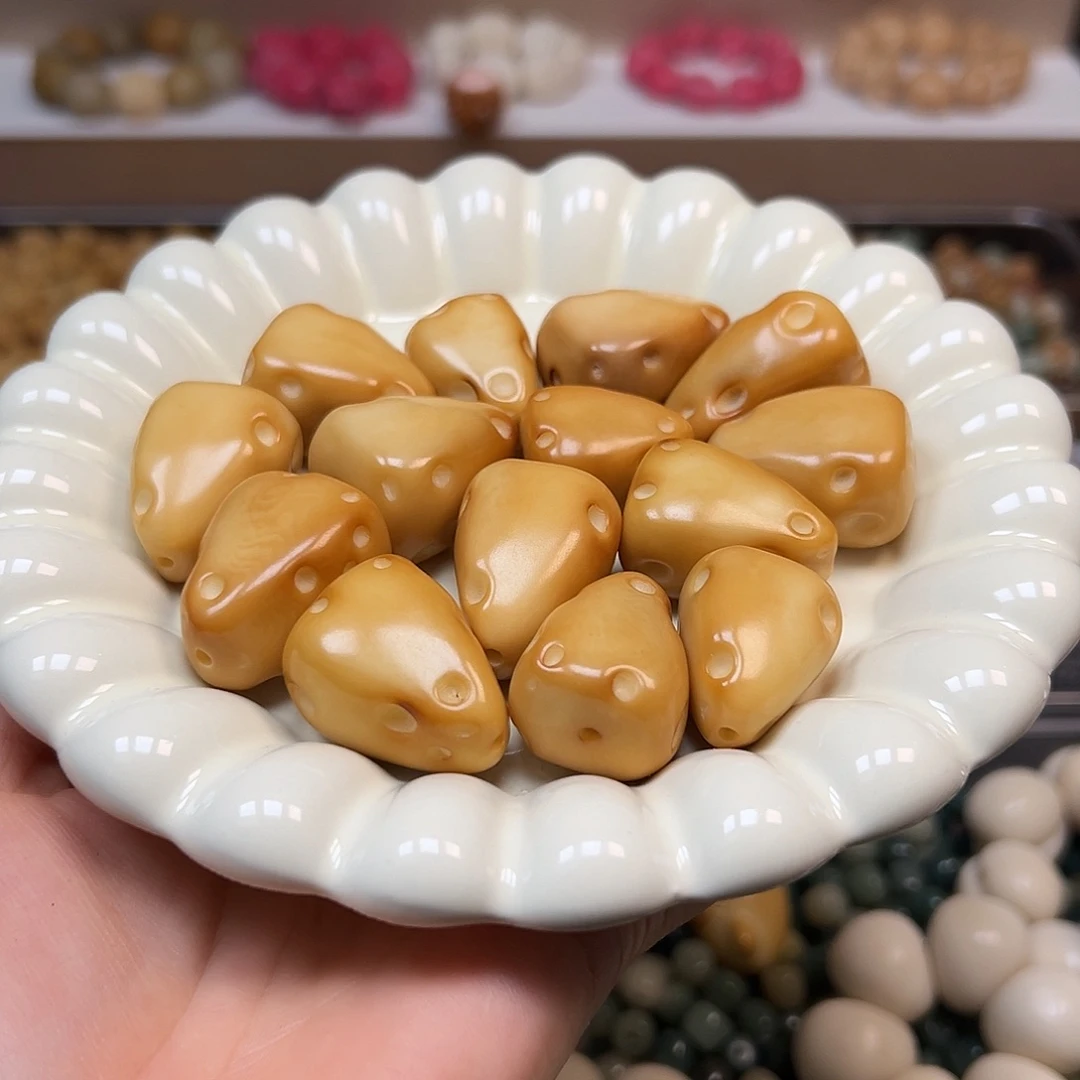 手串菩提根/象牙果瑕疵炭烤大奶酪14颗有裂