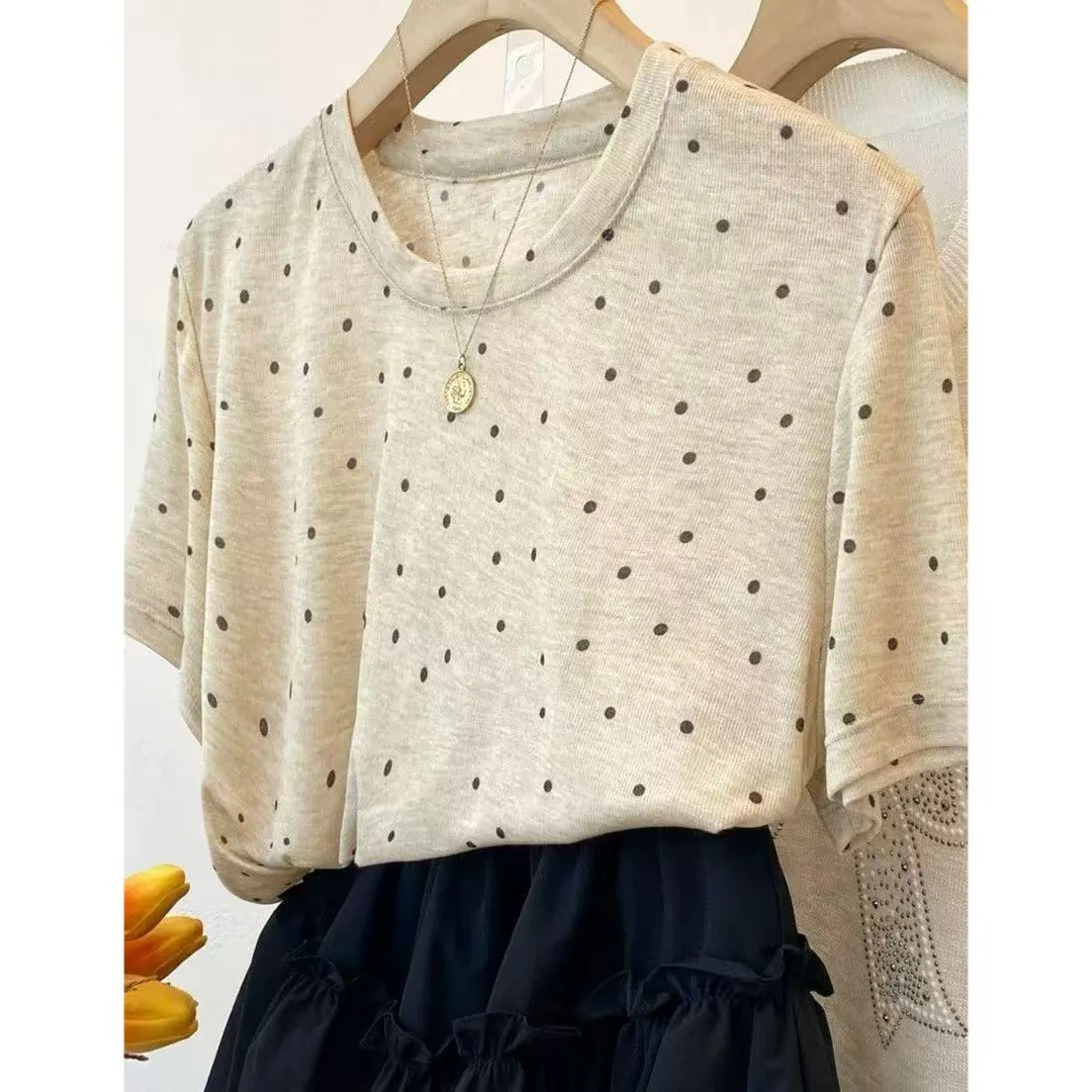 丽丽家~波点短袖时尚休闲百搭夏季圆领上衣
