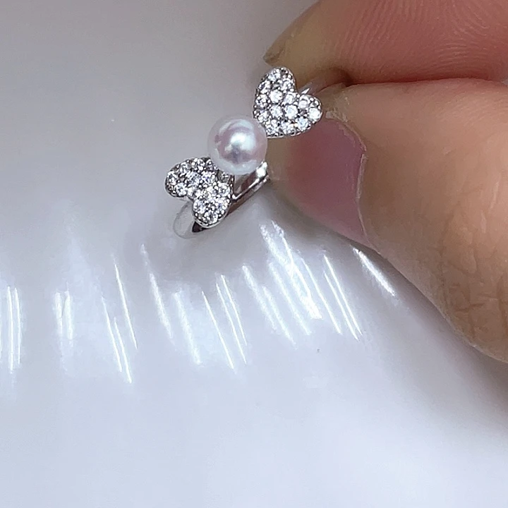 银S925镶嵌戒指淡水珍珠