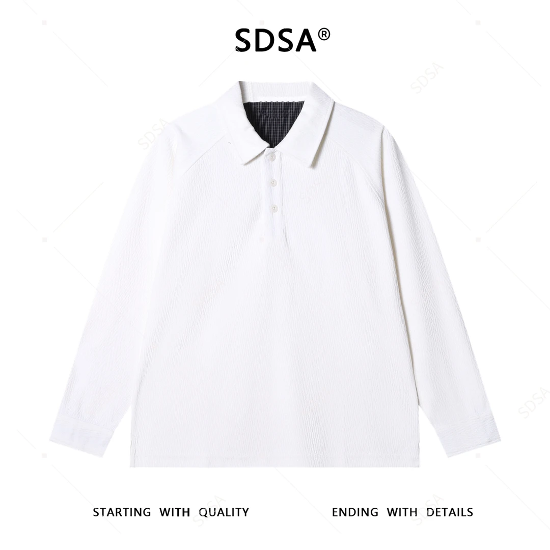 SDSA男士秋冬新款痞帅男装简约风纯色polo衫长袖百搭时尚显瘦上衣
