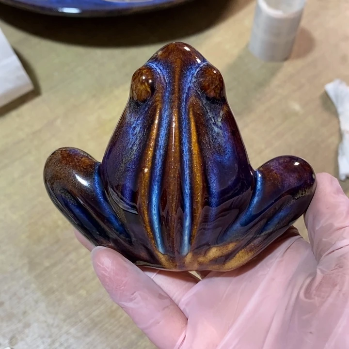 瓷片七厂窑变青蛙摆件茶宠