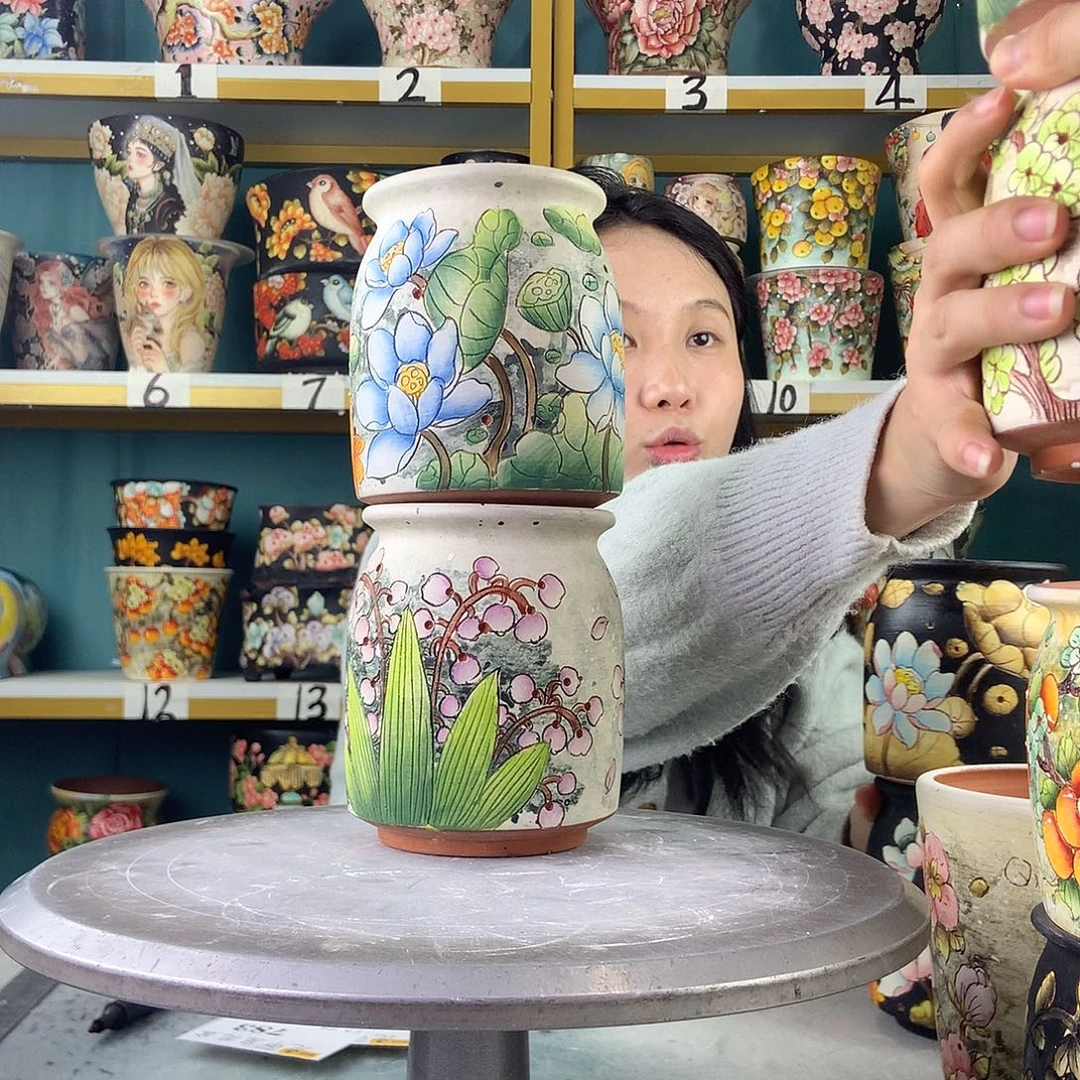 陶景德镇手工花盆783