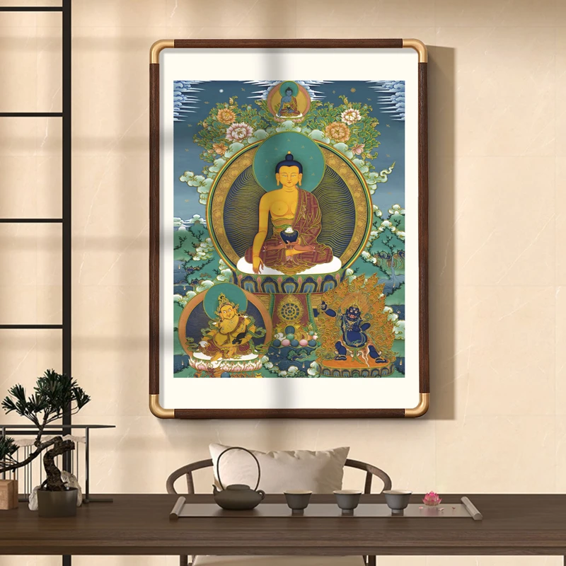 释迦牟尼佛唐卡佛像西藏热贡精品复制客厅玄关家居善住装饰挂画