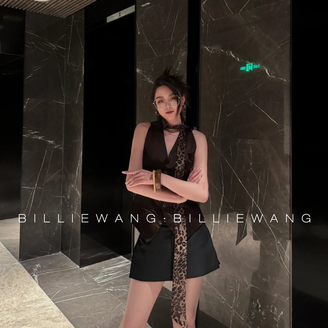 BW独立设计师高定系列｜俩副面孔｜豹纹双面飘带马甲背心