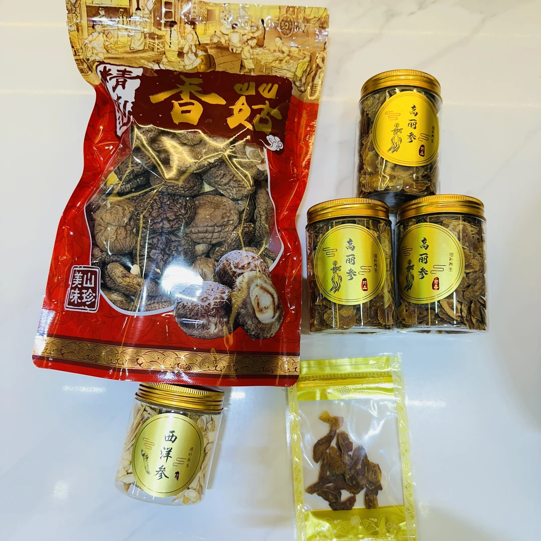 高丽参6件套一斤高丽参送香菇送西洋参送试吃装