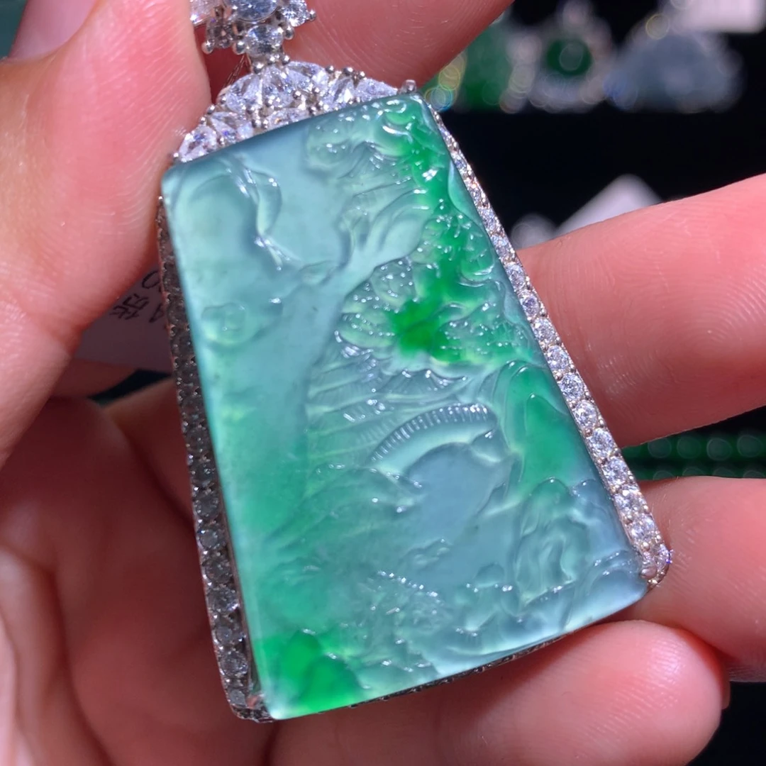 【闪购商品】翡翠银S925镶嵌颈饰天然翡翠