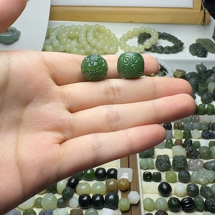 欢***斗未镶嵌和田玉珠宝半成品和田玉貔貅16 回纹15-16