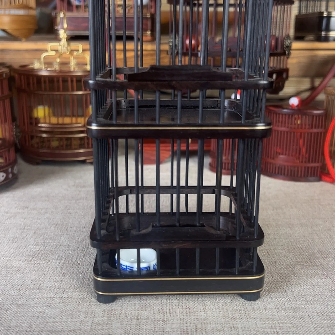 秋***乐乌木双层款蝈蝈笼两个，带瓷碗，带不包边的垫