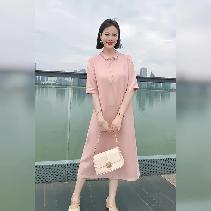 高端定制桑蚕丝+亚麻薄而不透 透气冰凉丝滑属于夏季的气质连衣裙