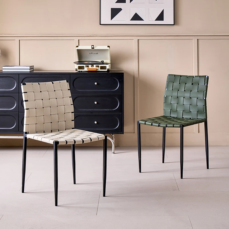 复古家用酒店创意简约书桌藤编凳子马鞍椅子靠背餐椅家用餐椅客厅