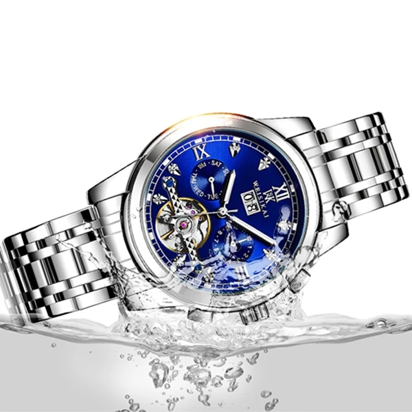 威斯凯WSK百搭时尚潮流男士腕表日常通勤职场商务男表防水夜光