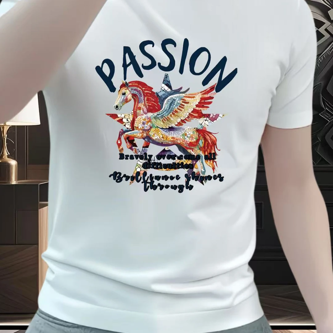 2025夏季新款男士潮牌帅气修身圆领短袖T恤