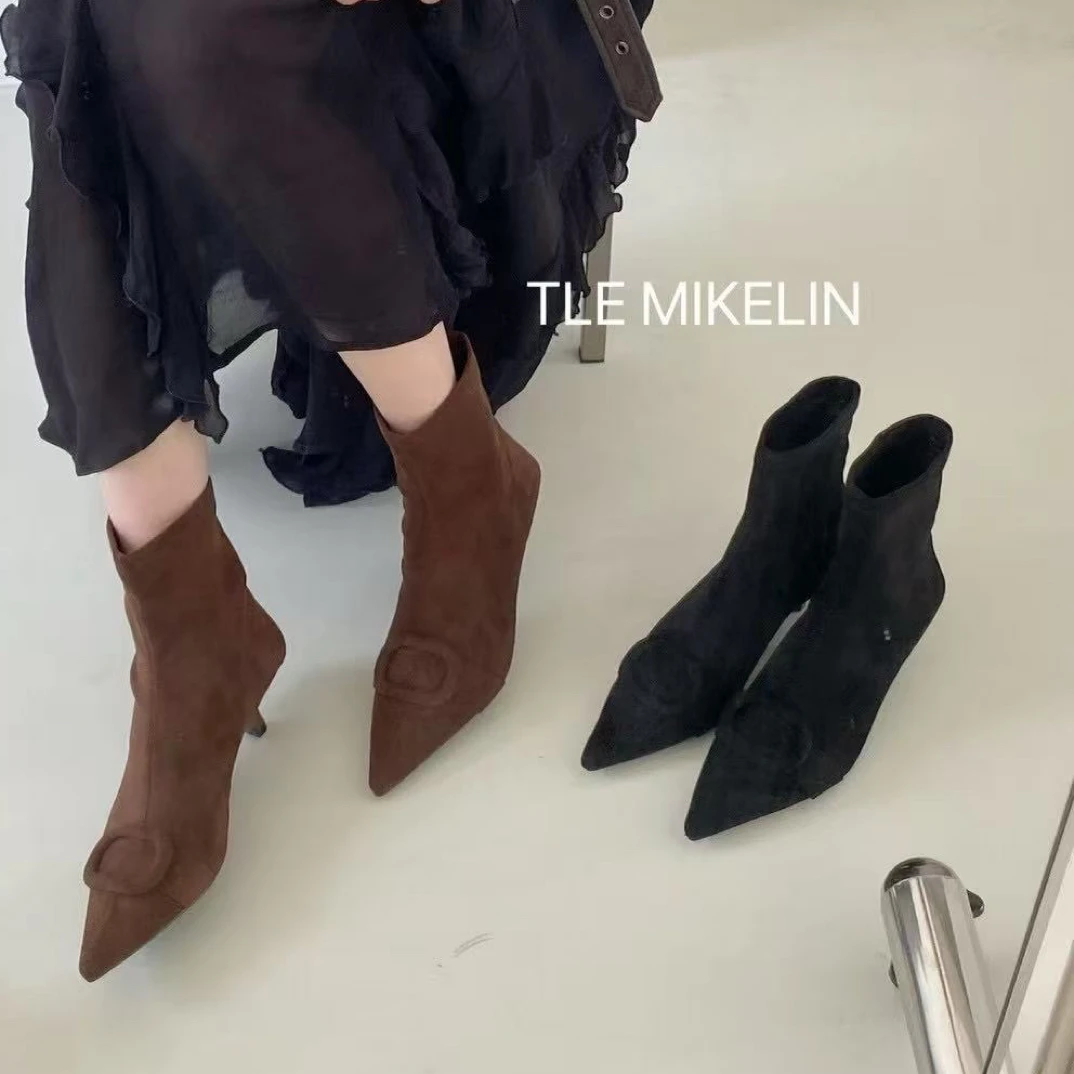 时装靴低跟靴子短靴粗跟气质百搭女靴简约法式女鞋