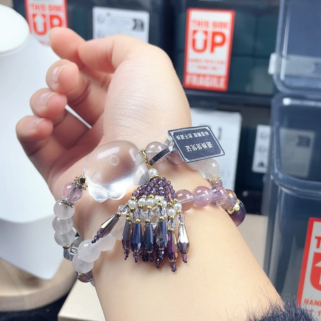 手链银S925镶嵌烟晶