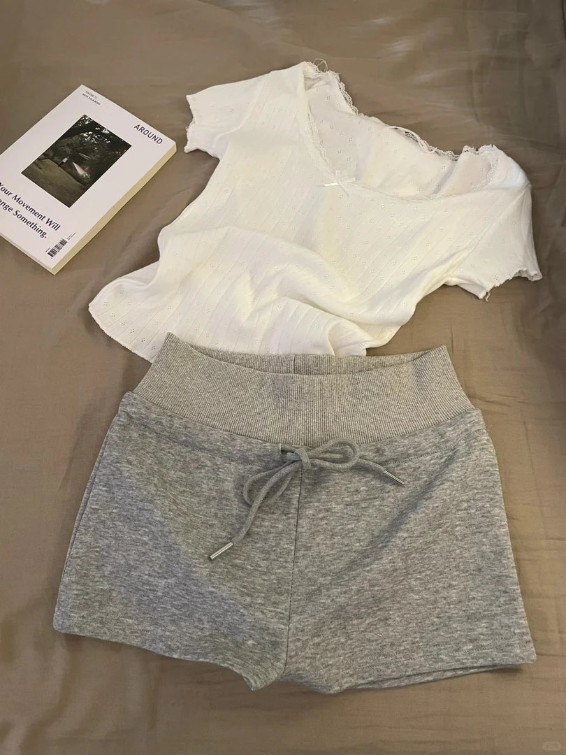 【DMXJ大梦想家】灰白撞色睡衣女春夏季2025新款短袖短裤家居服套装