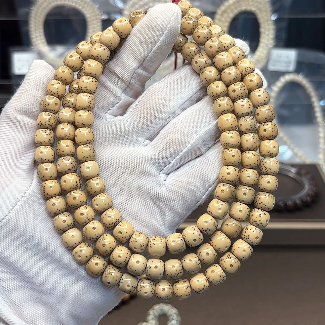 星月菩提吊坠高品质石玉骨瓷百8*7正月大留白星细