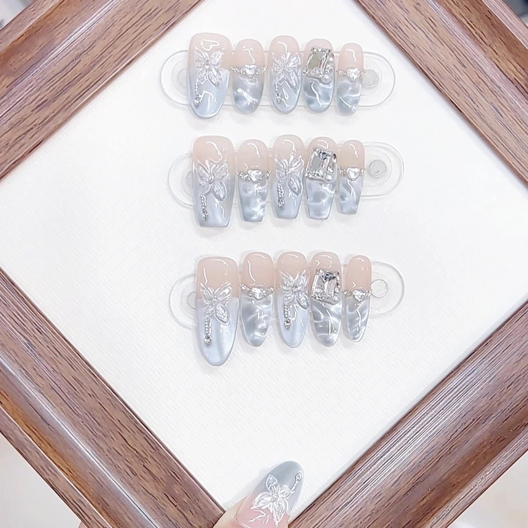 手工穿戴甲春夏清凉海浪星辰立体手绘蝴蝶学生穿戴甲