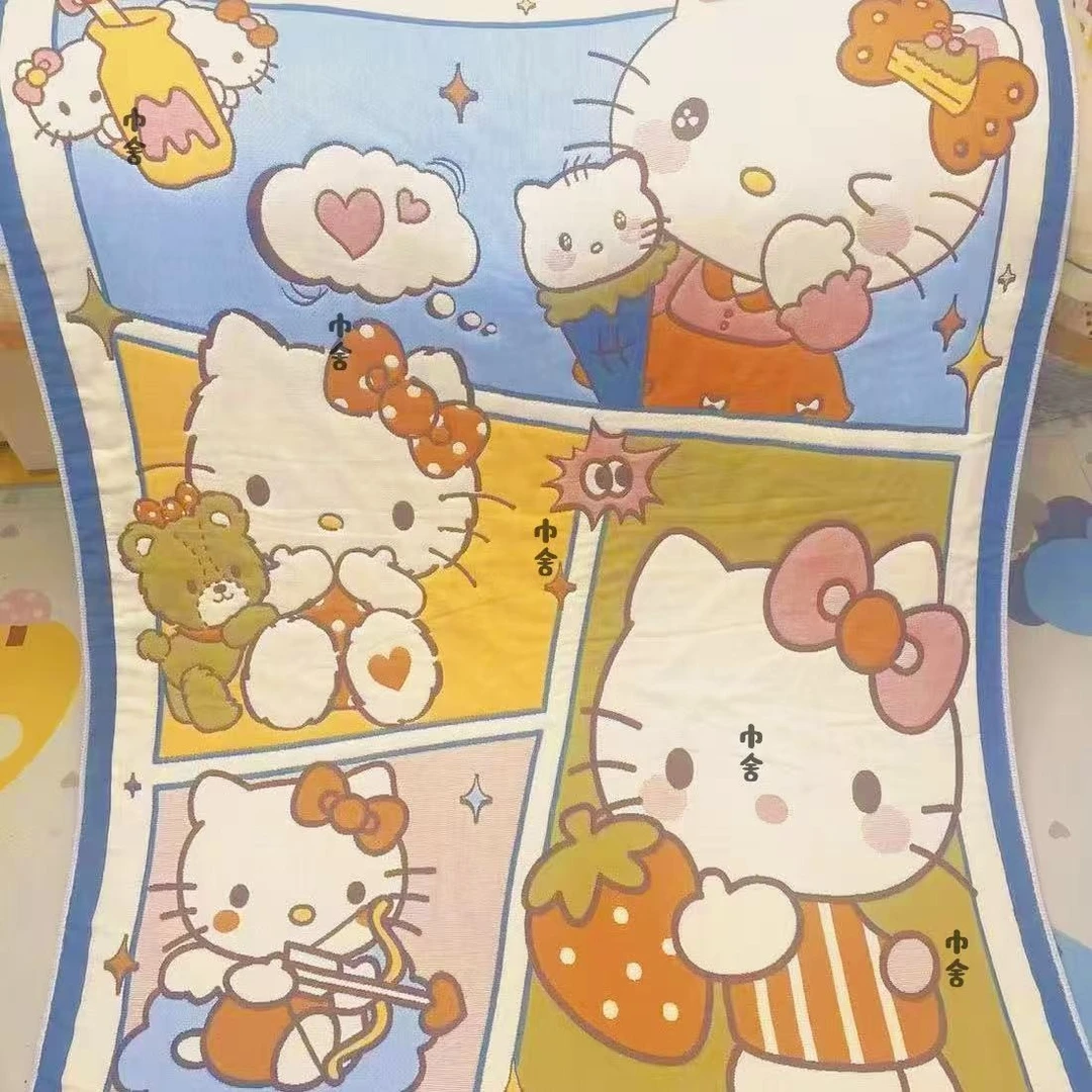 【开心kt】120*150高端夏凉被纯棉纱布毯提花卡通柔软面包被F