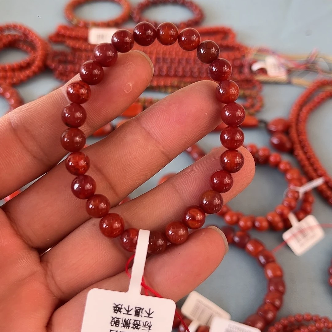 手链未镶嵌南红玛瑙牛血红卡7十