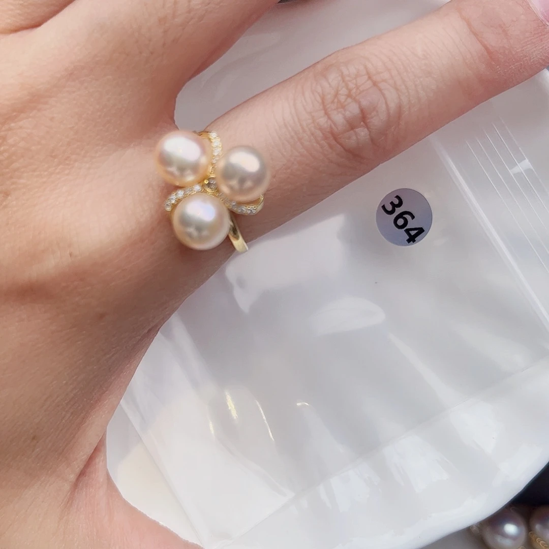 戒指银S925镶嵌淡水珍珠