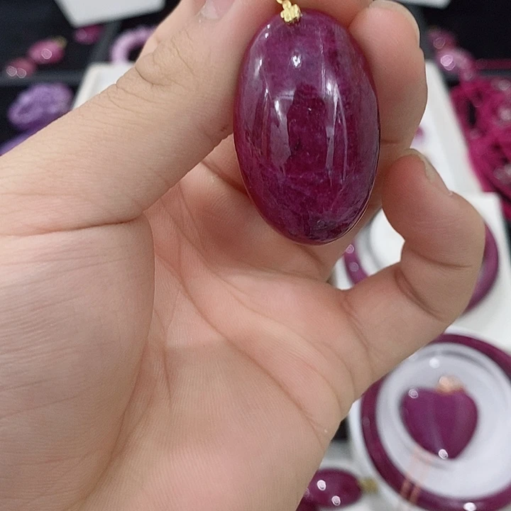 红宝石吊坠银S925镶嵌