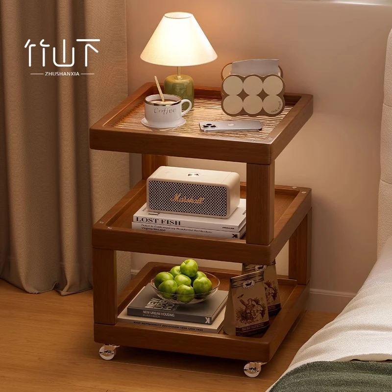 床头置物架实木床头柜替代品小型可移动小边几创意家用卧室收纳柜