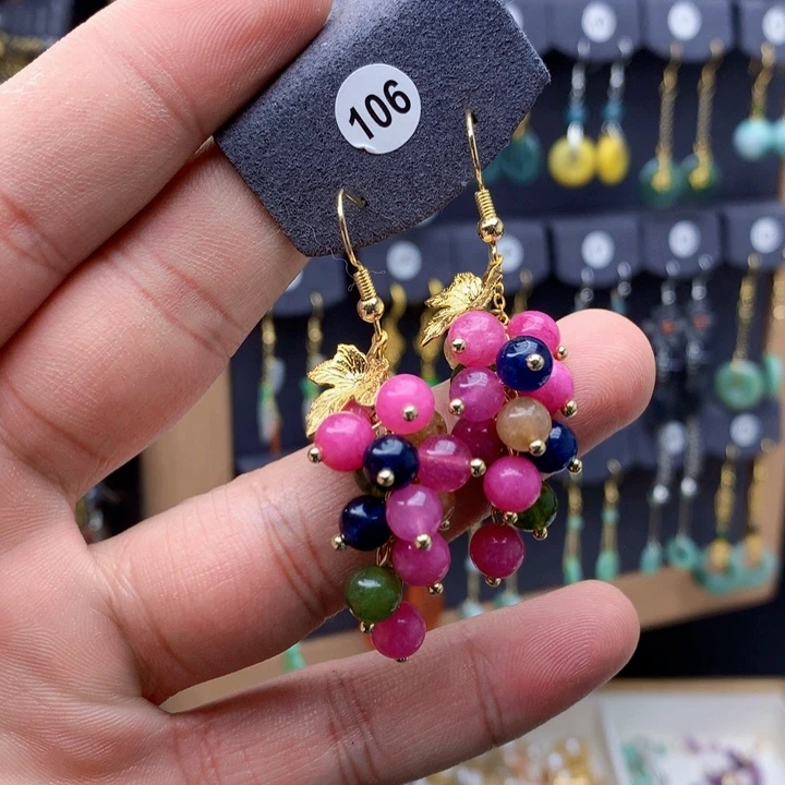 合金耳钉玛瑙/玉髓