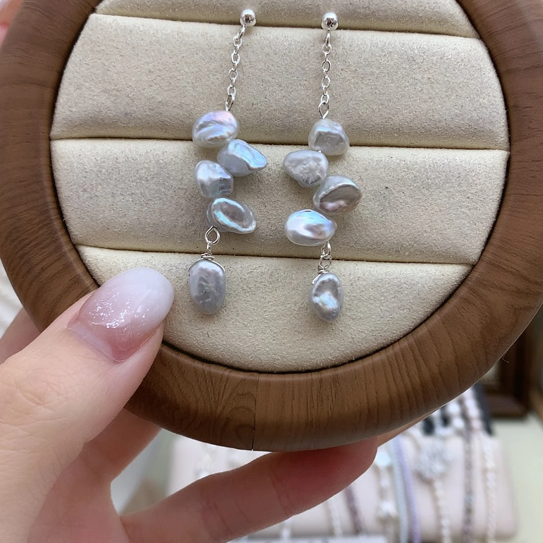 耳饰淡水珍珠银S925镶嵌