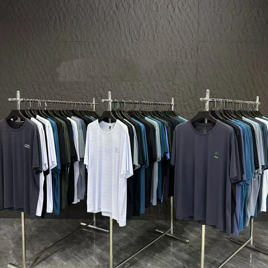 夏季短袖通用圆领T恤百搭透气大码纯色薄款男士速干