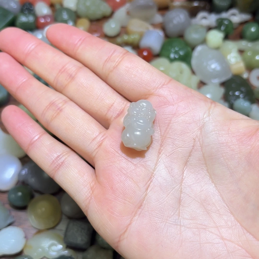 和田玉吊坠(不含链)银S925镀金镶嵌海*