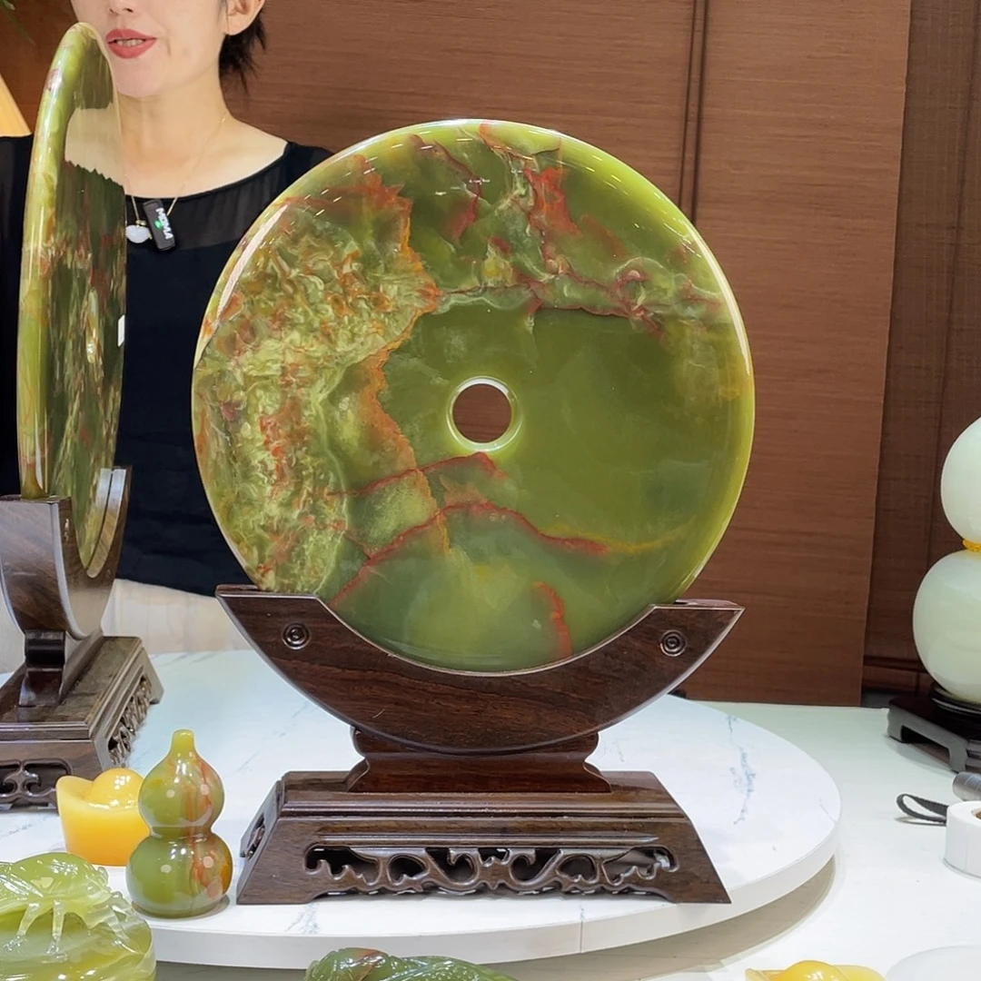 玉平安扣精品天然玉石摆件