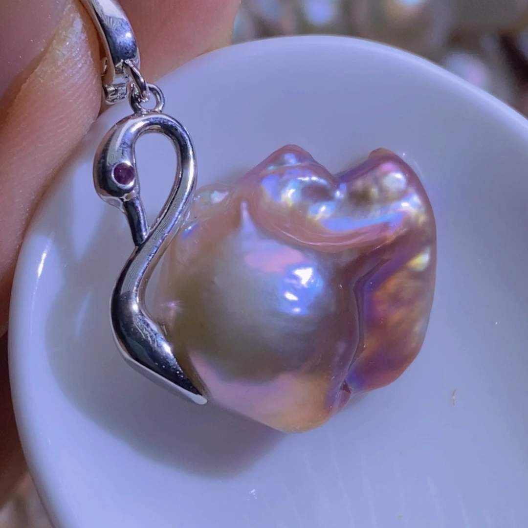 银S925镶嵌淡水珍珠微瑕